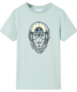 Kindershirt met strepen 140 lichtmint