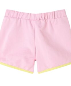 Kindershorts met bies 140 felroze
