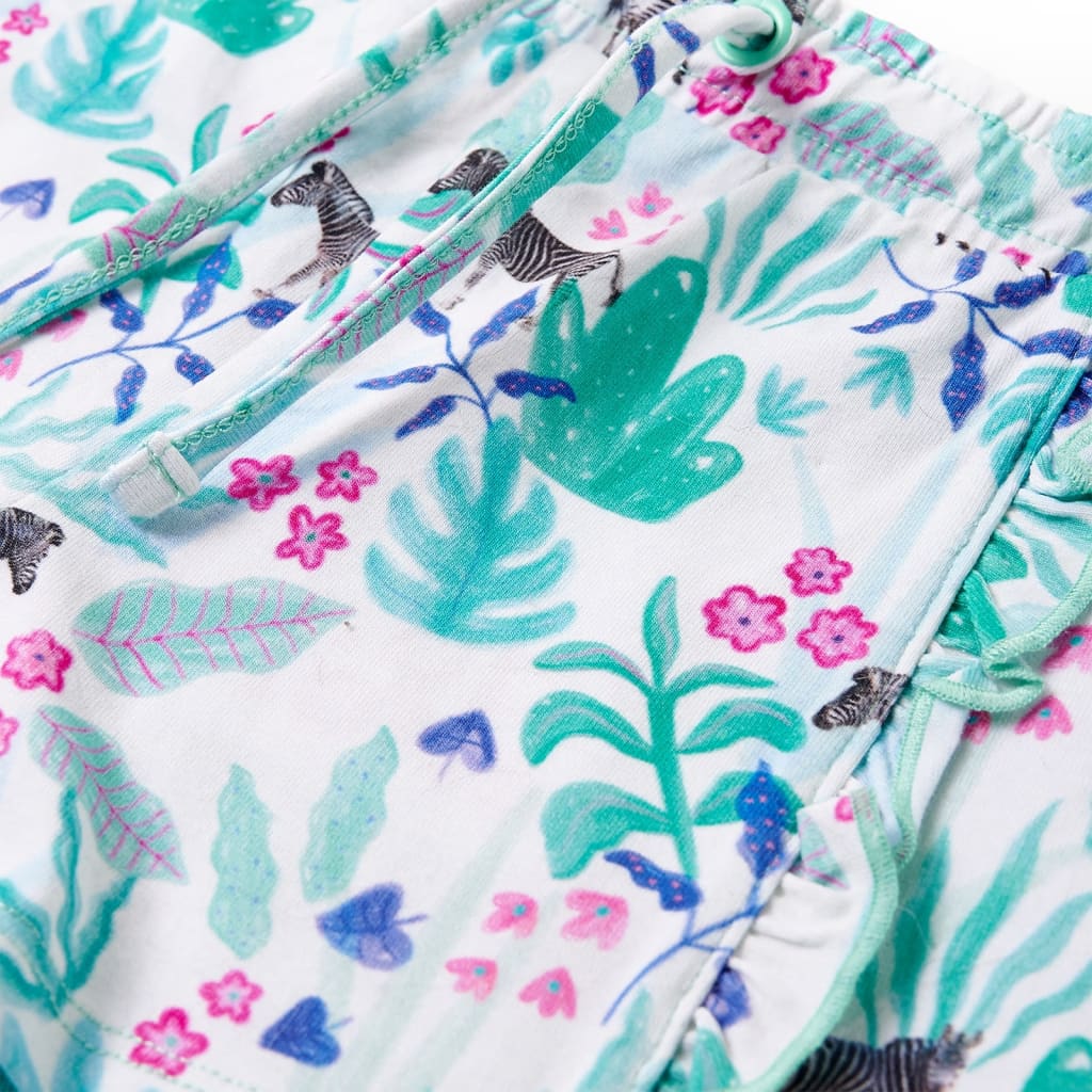 Kindershorts met trekkoord 104 ecru en donkermint - Image 5