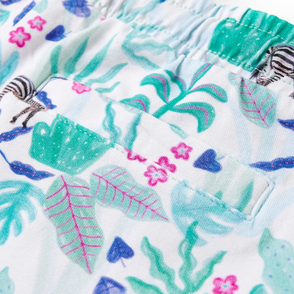 Kindershorts met trekkoord 104 ecru en donkermint - Image 6