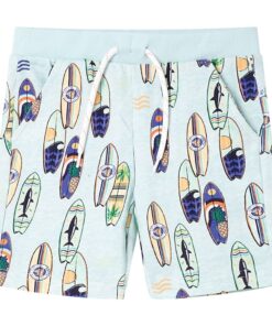 Kindershorts met trekkoord 104 gemêleerd zachtblauw