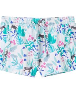 Kindershorts met trekkoord 128 ecru en donkermint