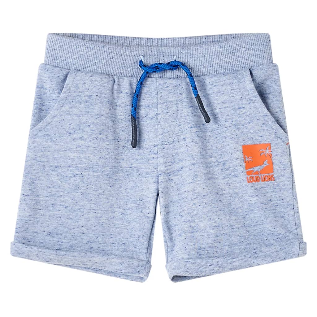Kindershorts met trekkoord 128 gemêleerd blauw
