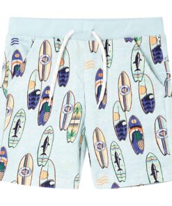 Kindershorts met trekkoord 128 gemêleerd zachtblauw