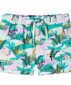 Kindershorts met trekkoord 128 lichtmintkleurig