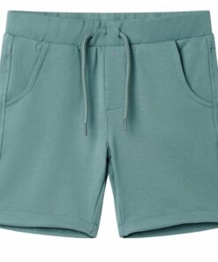 Kindershorts met trekkoord 128 oudpetrol