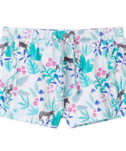 Kindershorts met trekkoord 140 ecru en donkermint