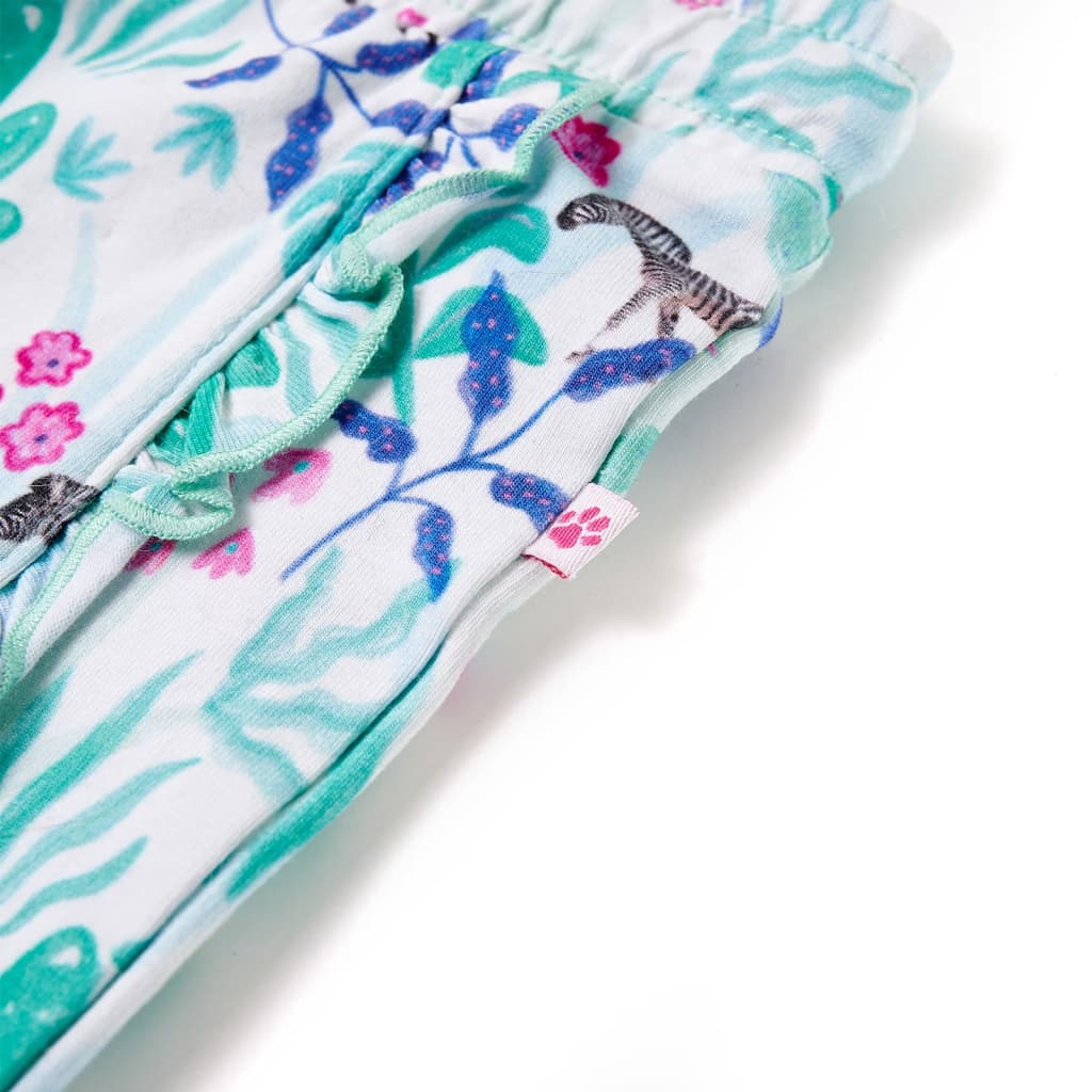 Kindershorts met trekkoord 140 ecru en donkermint - Image 4