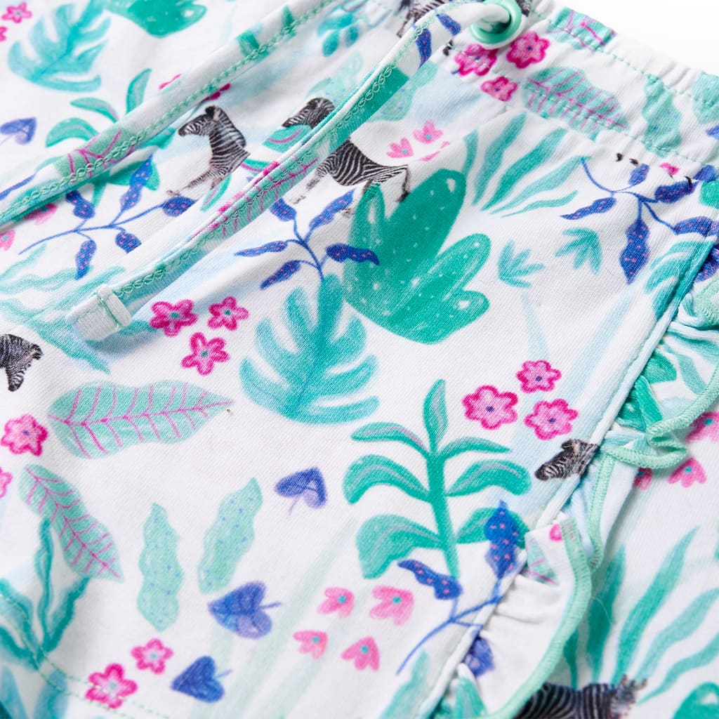 Kindershorts met trekkoord 140 ecru en donkermint - Image 5