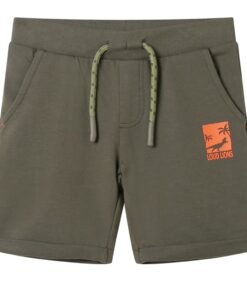 Kindershorts met trekkoord 92 donkerkaki