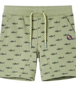 Kindershorts met trekkoord 92 lichtkaki
