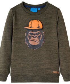 Kindertrui 104 gemêleerd donkerkakikleurig