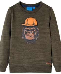 Kindertrui 116 gemêleerd donkerkakikleurig