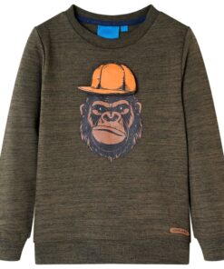 Kindertrui 92 gemêleerd donkerkakikleurig