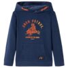 Kindertrui met capuchon 104 gemêleerd marineblauw en oranje