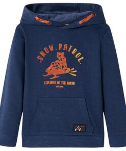 Kindertrui met capuchon 104 gemêleerd marineblauw en oranje
