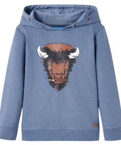 Kindertrui met capuchon 116 gemêleerd blauw