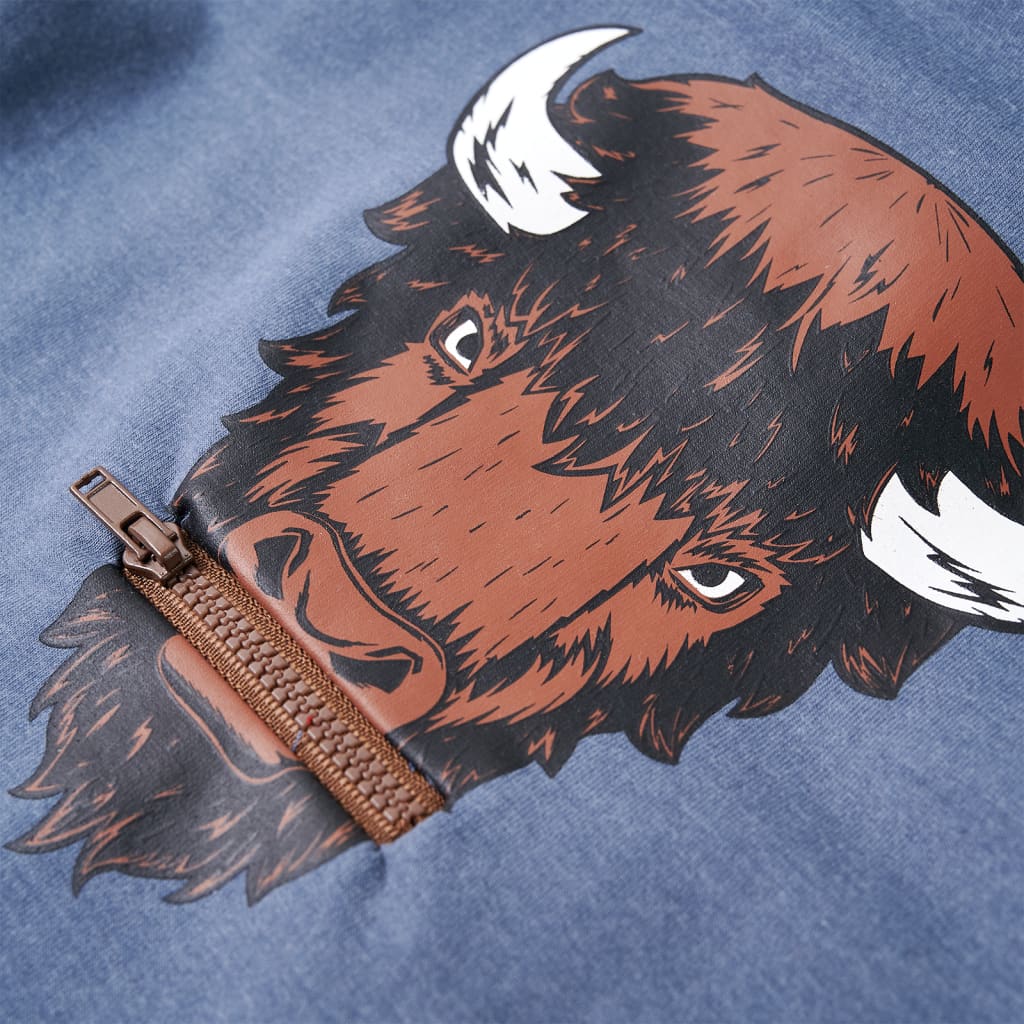 Kindertrui met capuchon 116 gemêleerd blauw - Image 4