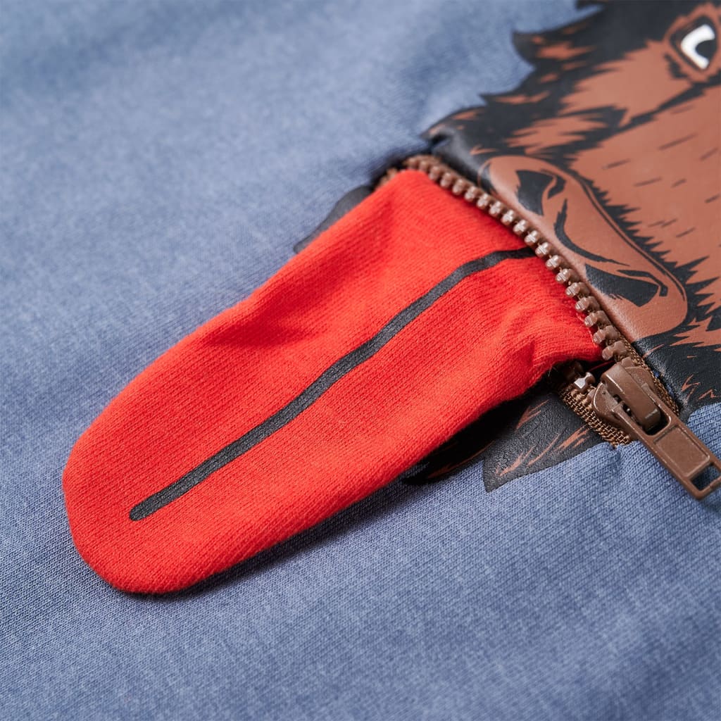 Kindertrui met capuchon 116 gemêleerd blauw - Image 5