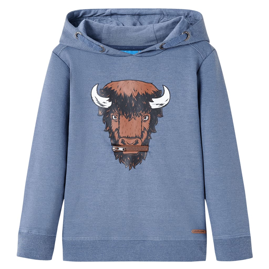 Kindertrui met capuchon 116 gemêleerd blauw