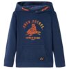 Kindertrui met capuchon 116 gemêleerd marineblauw en oranje