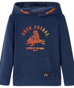 Kindertrui met capuchon 116 gemêleerd marineblauw en oranje