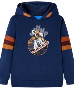 Kindertrui met capuchon 116 marineblauw