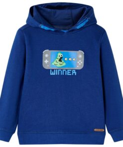 Kindertrui met capuchon 128 donkerblauw