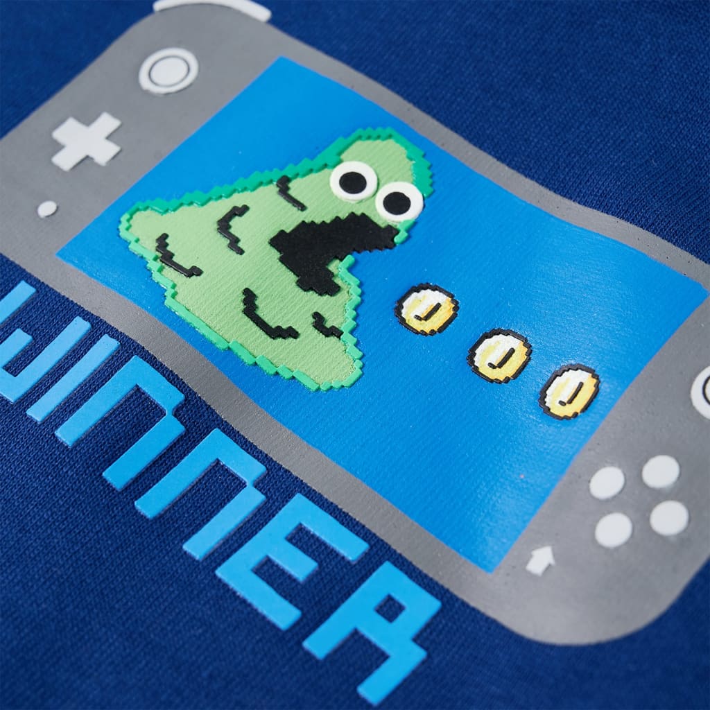 Kindertrui met capuchon 128 donkerblauw - Image 4