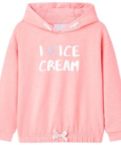 Kindertrui met capuchon 128 felroze