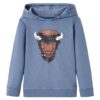Kindertrui met capuchon 128 gemêleerd blauw