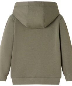 Kindertrui met capuchon 128 kakikleurig