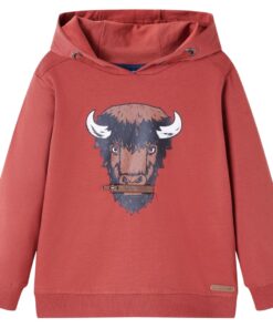 Kindertrui met capuchon 128 roodbruin