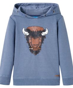 Kindertrui met capuchon 140 gemêleerd blauw