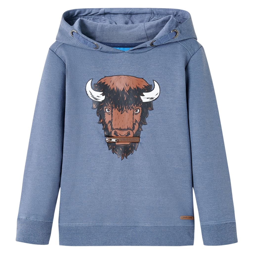 Kindertrui met capuchon 140 gemêleerd blauw