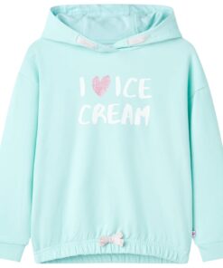 Kindertrui met capuchon 140 lichtzeeblauw