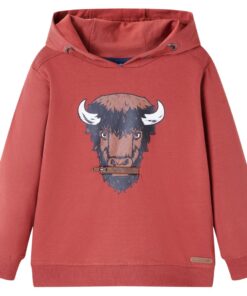 Kindertrui met capuchon 140 roodbruin