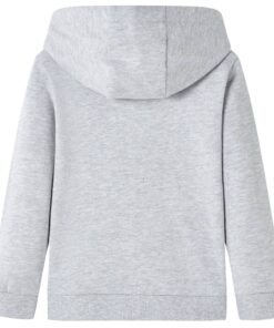 Kindertrui met capuchon 92 gemêleerd grijs en oranje