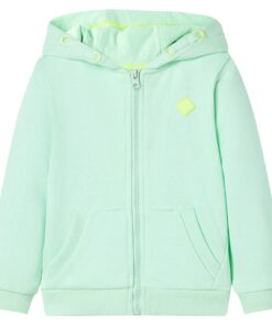 Kindervest met capuchon en rits 104 felgroen