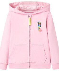 Kindervest met capuchon en rits 104 felroze