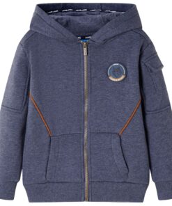 Kindervest met capuchon en rits 104 gemêleerd donkerblauw