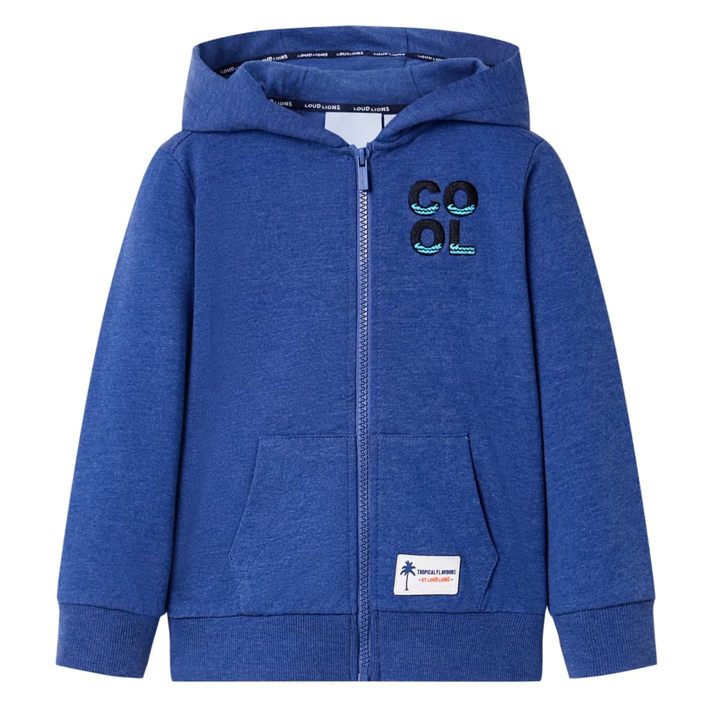 Kindervest met capuchon en rits 104 gemêleerd donkerblauw