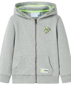 Kindervest met capuchon en rits 104 gemêleerd lichtkaki