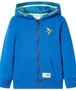 Kindervest met capuchon en rits 116 blauw