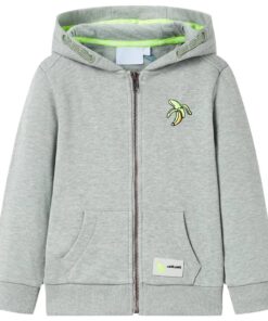 Kindervest met capuchon en rits 116 gemêleerd lichtkaki