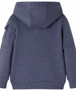 Kindervest met capuchon en rits 128 gemêleerd donkerblauw
