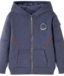 Kindervest met capuchon en rits 128 gemêleerd donkerblauw