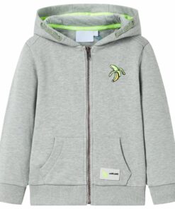 Kindervest met capuchon en rits 128 gemêleerd lichtkaki