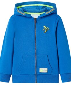 Kindervest met capuchon en rits 92 blauw