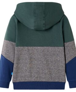 Kindervest met capuchon en rits 92 donkergroen